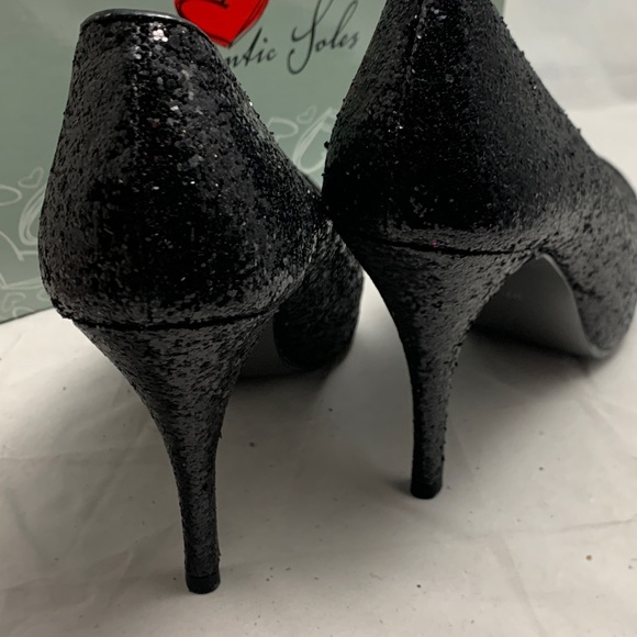 NEW 11M Romantic Soles Black Glitter platform heel - Picture 4 of 8